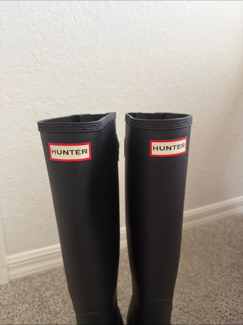 Hunter Matte Black Knee-High Rain Boots with Red Logo Trim - Picture 6 of 6